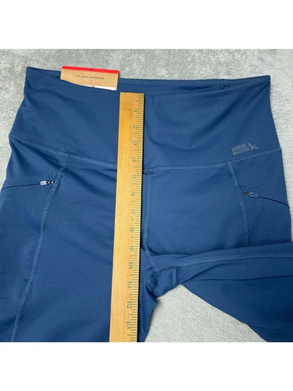 NWT Eddie Bauer Women's M Blue Trail Tight Leggings High-Waist Zip Pockets G2054 - Picture 7 of 14